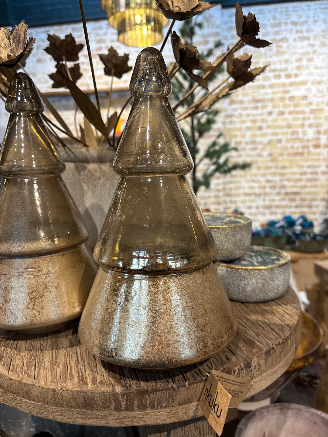 Konara Glass Tree - Gold Crackle - Large