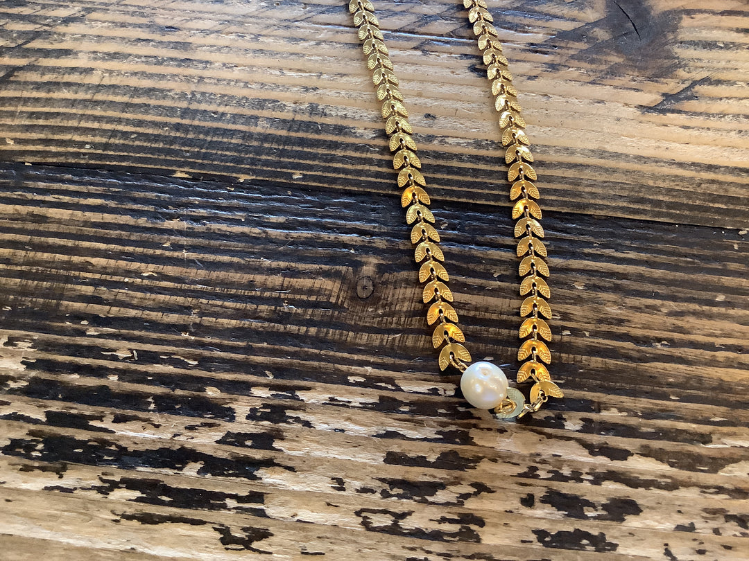 N - F.Water Pearl & Laurel - Stainless Steel W/18k Gold PVD