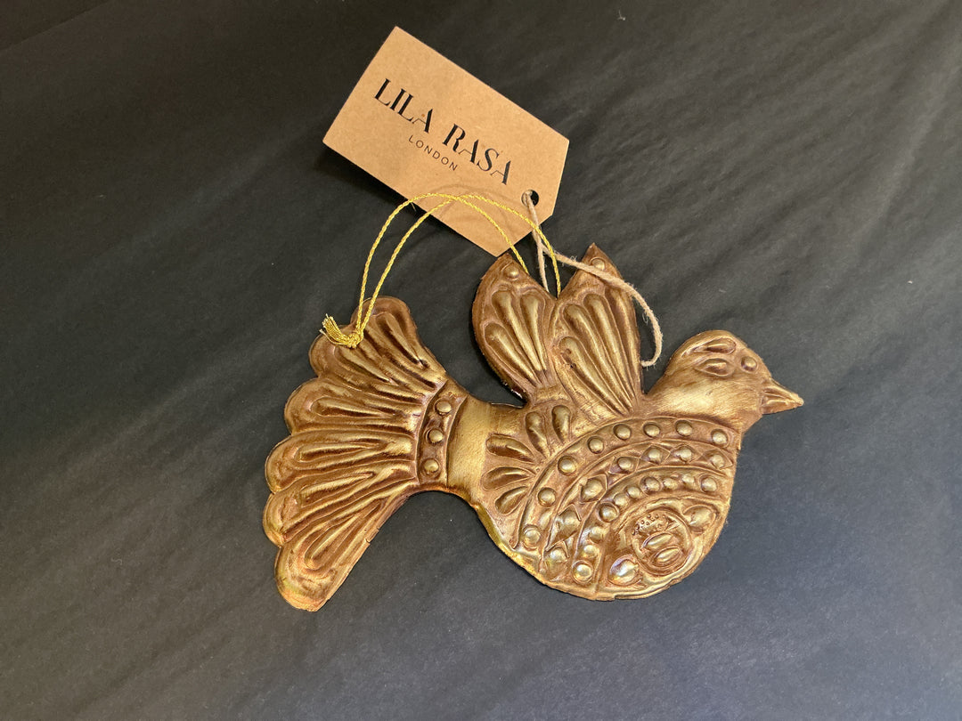 Antique Gold Dove Bird Hanging Ornament