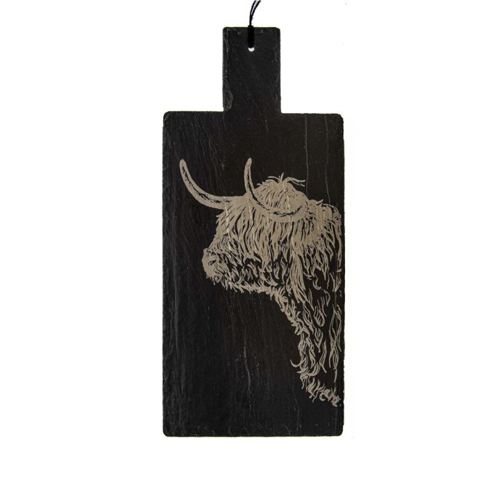 Slate Serving Paddle- Large - Highland Cow