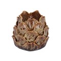 Porcelain T-lite Holder 10cm - Brown Reactive Glaze Artichoke