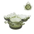 Glass T-Lite Holder 3.5cm - Green Maple Leaf