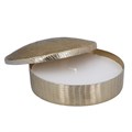 Two Wick Candle in Gold Metal Dish w Lid, Lge