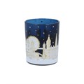 Gold London Scene Dark Blue Glass Tealight