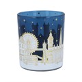 Gold London Scene Dark Blue Glass Tealight