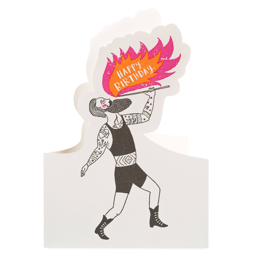 Happy Birthday Fire Breather | Cut-Out - Greeting Card