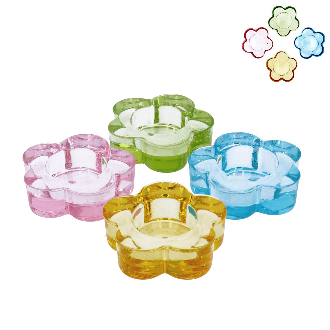 Glass T-Lite Holder 8cm - Pastel Flower, 4as