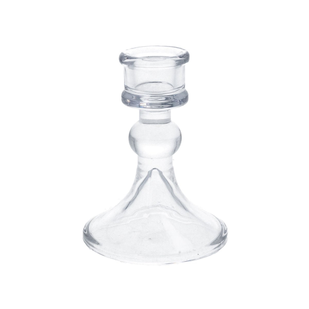 Clear Glass Ball Candlestick, Sml,  (LxWxD) 10x8x8cm
