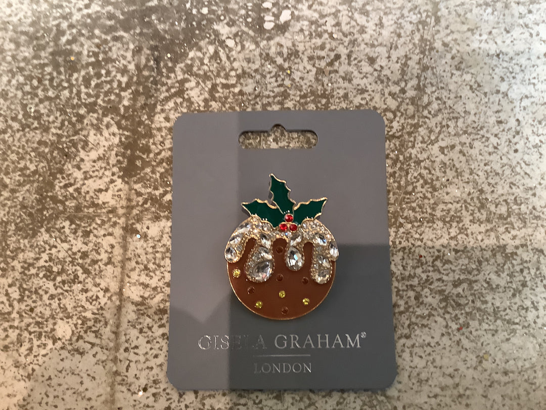Metal/Enamel Brooch - Christmas Pudding