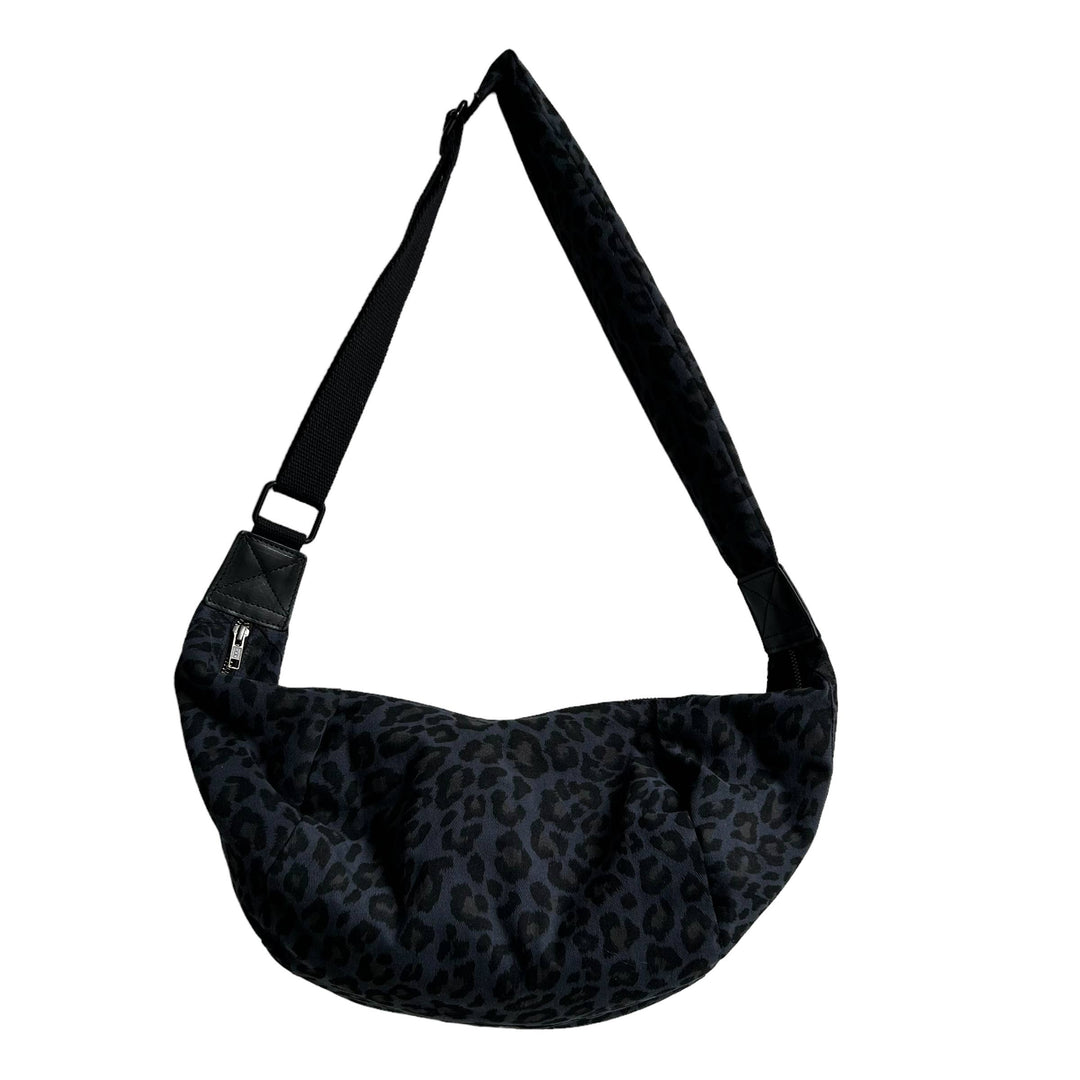 Brixton cross body sling bag - blue leopard print: Large
