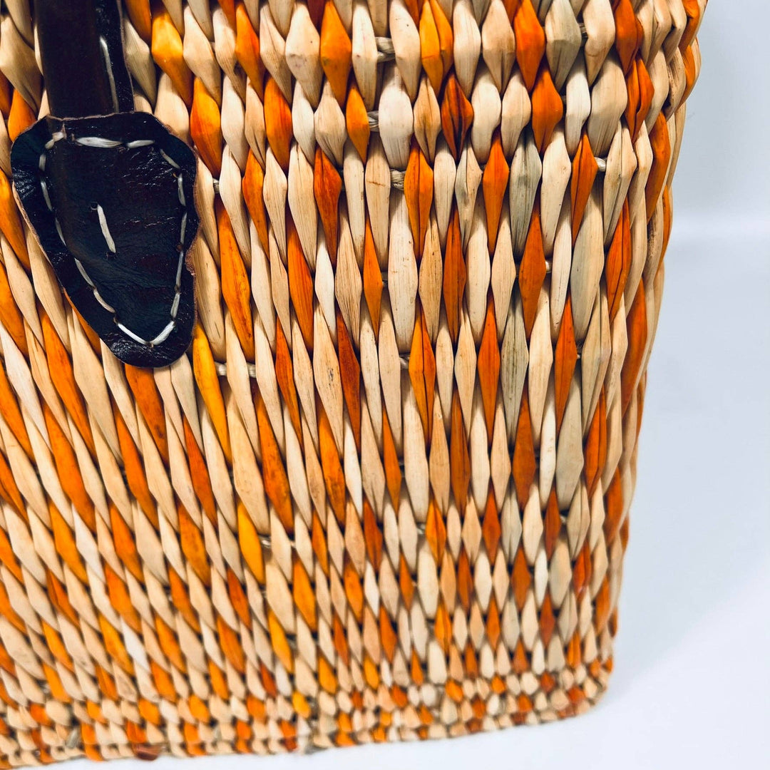 Moroccan Handmade Basket Orange Tote: Large