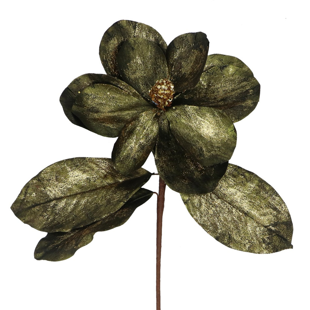Metallic Green/Gold Magnolia Stem              /