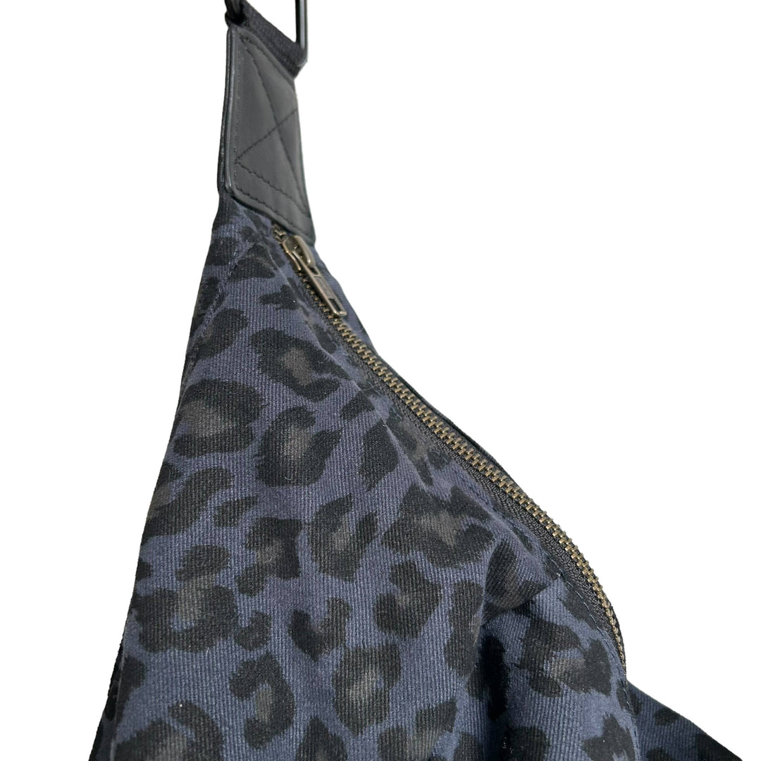 Brixton cross body sling bag - blue leopard print: Large