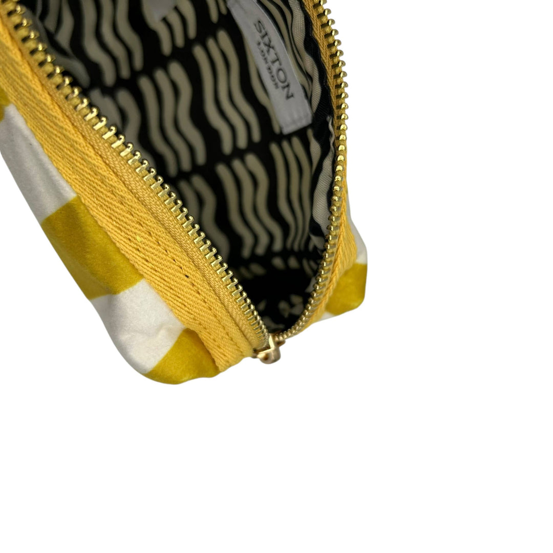 Yellow stripe makeup bag & Linear Eye Brooch