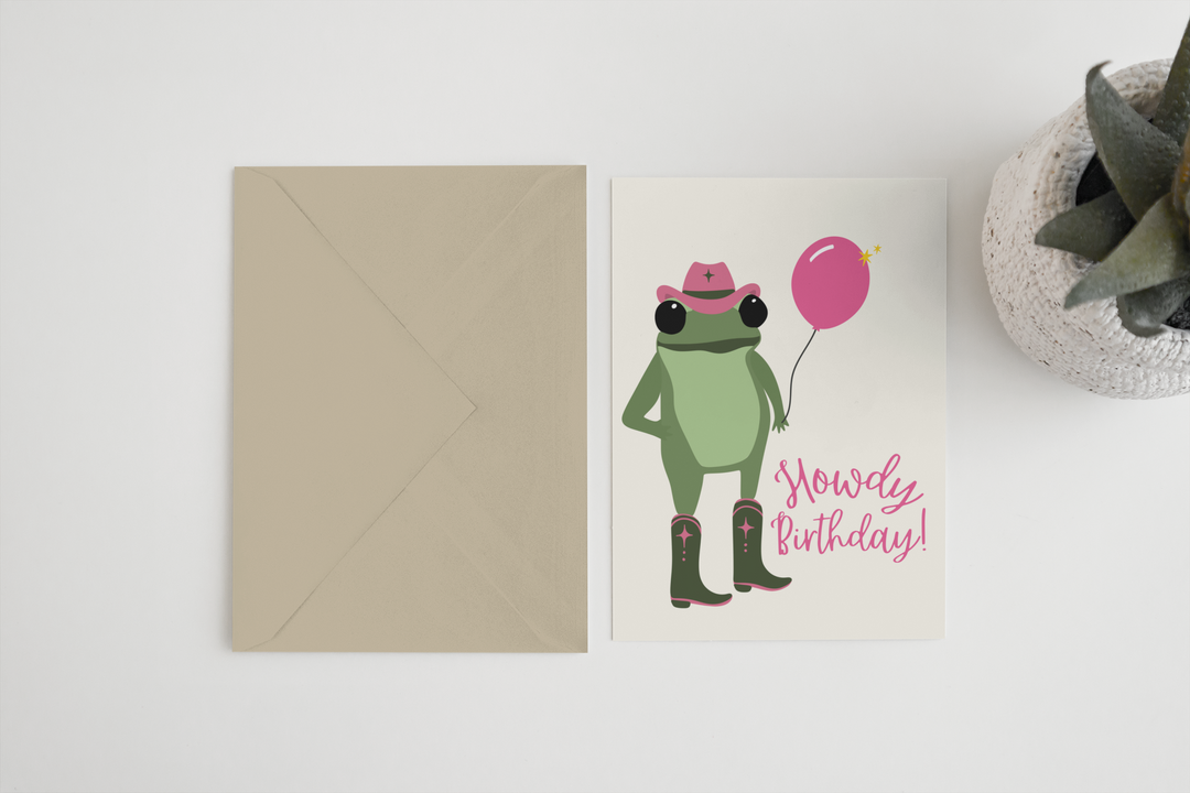Howdy birthday A6/5x7 card: Card Clasp (Plastic Free) / 5x7