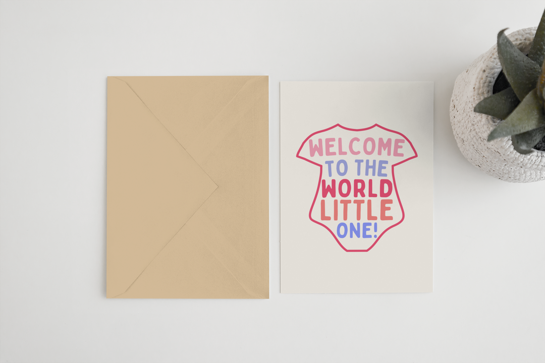 Welcome to the world little one A6/5x7 Card: Card Clasp (Plastic Free) / 5x7