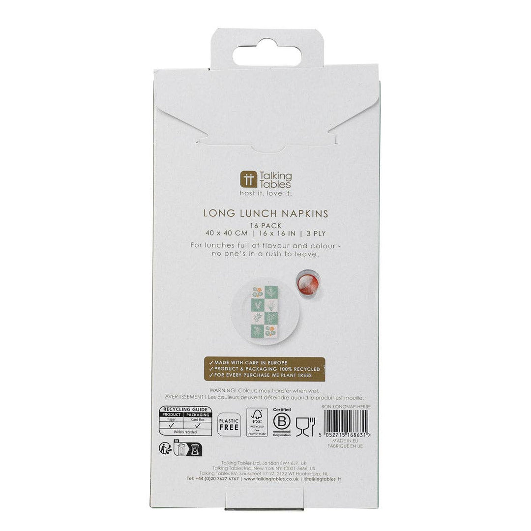 Herb Long Lunch Paper Napkins - 16 Pack | Everyday |