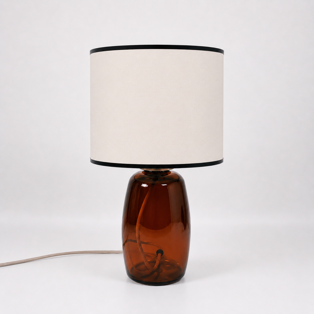 Martos Recycled Glass Lamp 41cm: Denim Linen / Midnight
