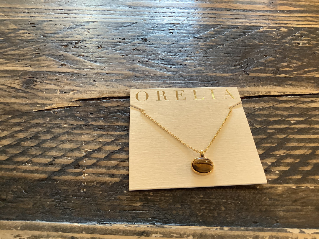 Semi Precious Tigers Eye Pendant Necklace