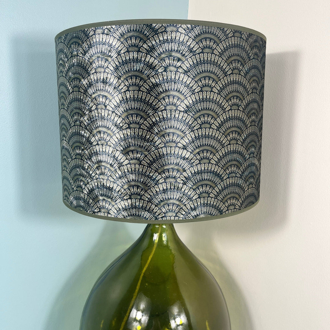 Feather Fan Velvet Shade 8" to 18": Gold / 14" / Drum