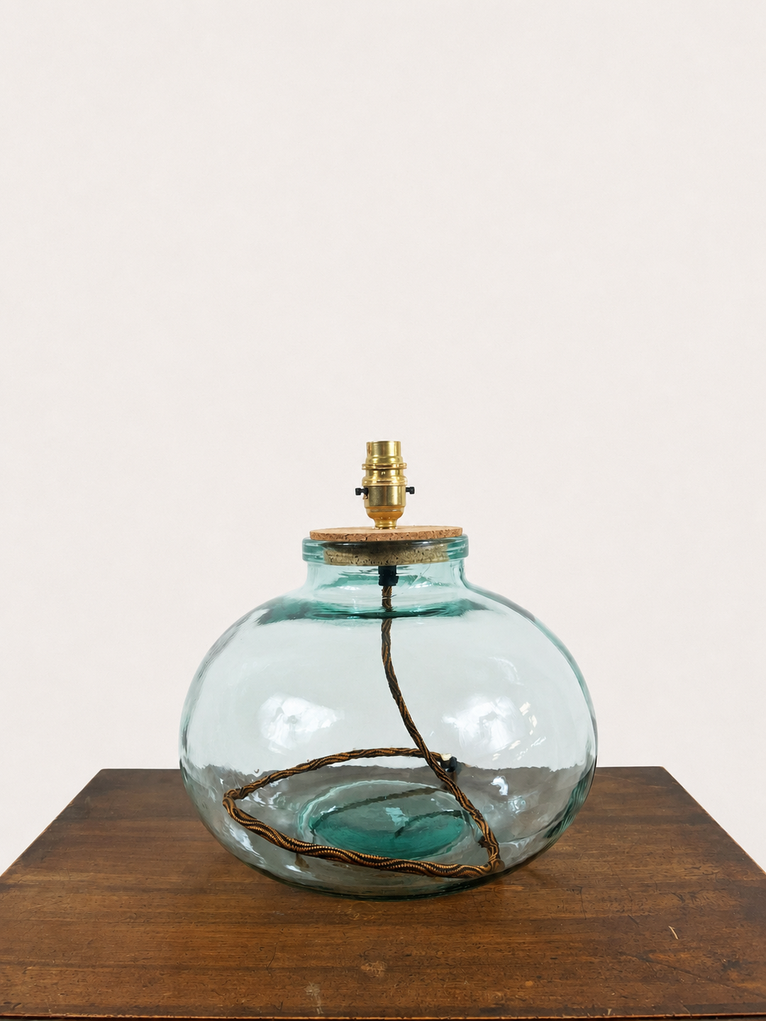 Garrafa Recycled Glass Lamp 29cm: Black/Copper / Juniper Green