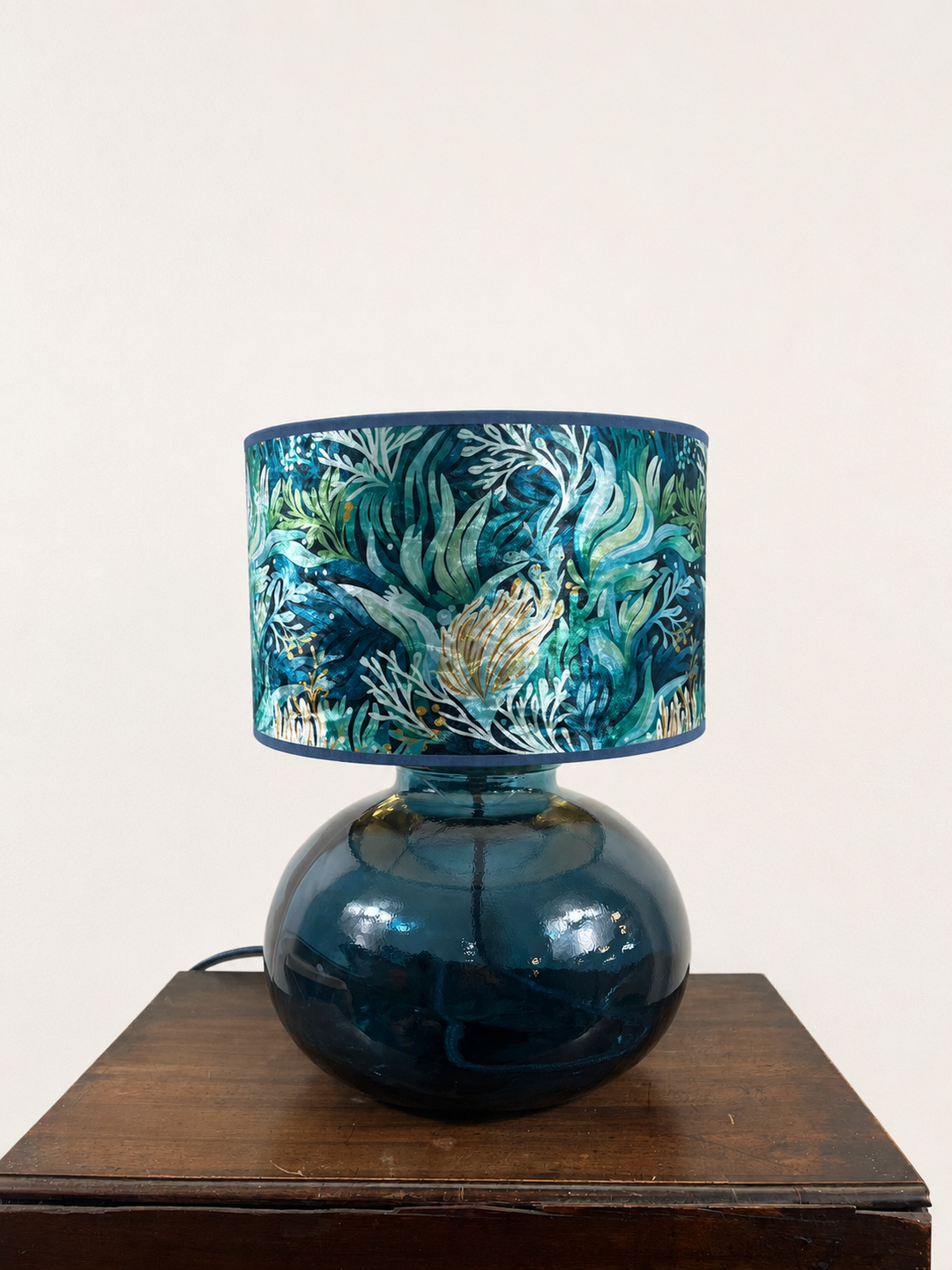 Garrafa Recycled Glass Lamp 29cm: Black/Copper / Juniper Green