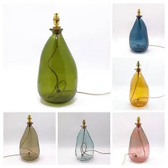 Simplicity Recycled Glass Lamp 42cm: Black/Copper / Sage Green