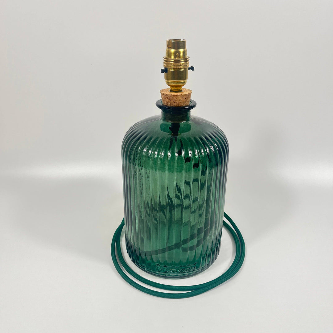 Recycled Glass Apothecary Lamp 29cm: Gold / Natural Green