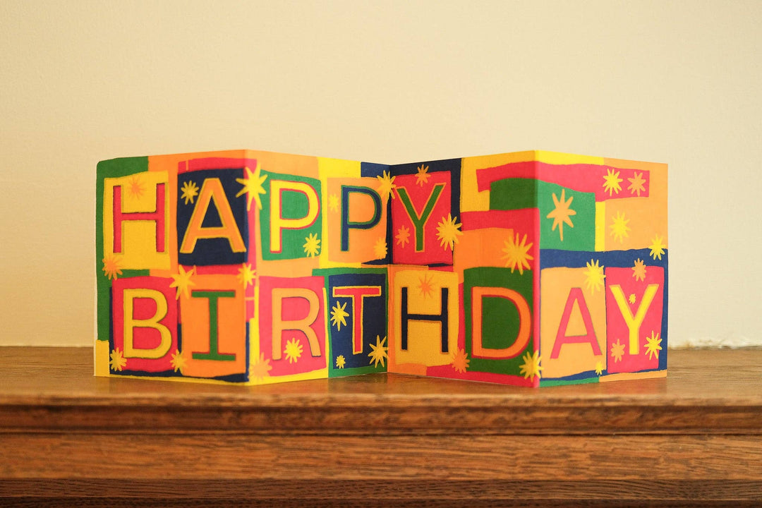 UK/EU: Happy Birthday Concertina Greeting Card