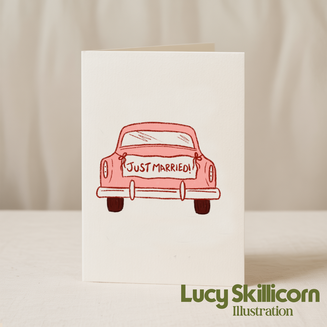Just Married Car 5x7/A6 card - Collab X LSI: Card Clasp (Plastic Free) / 5x7
