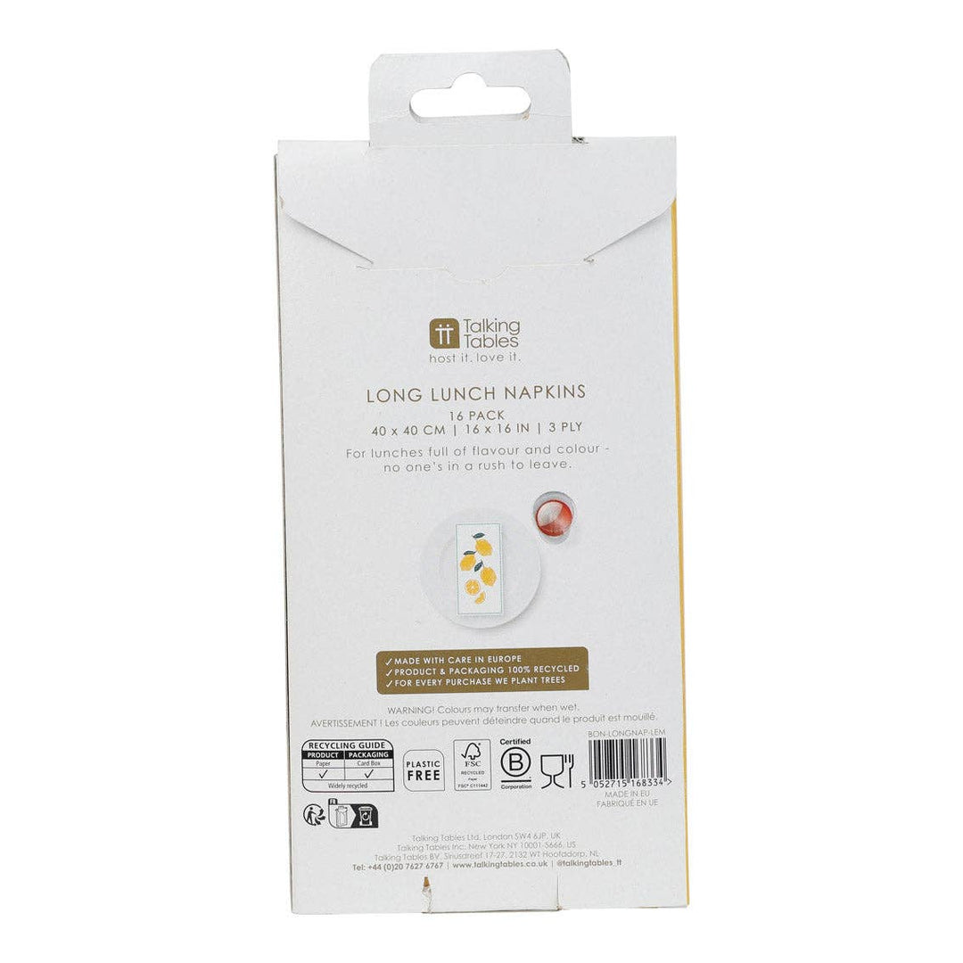Lemon Long Lunch Paper Napkins - 16 Pack | Everyday |