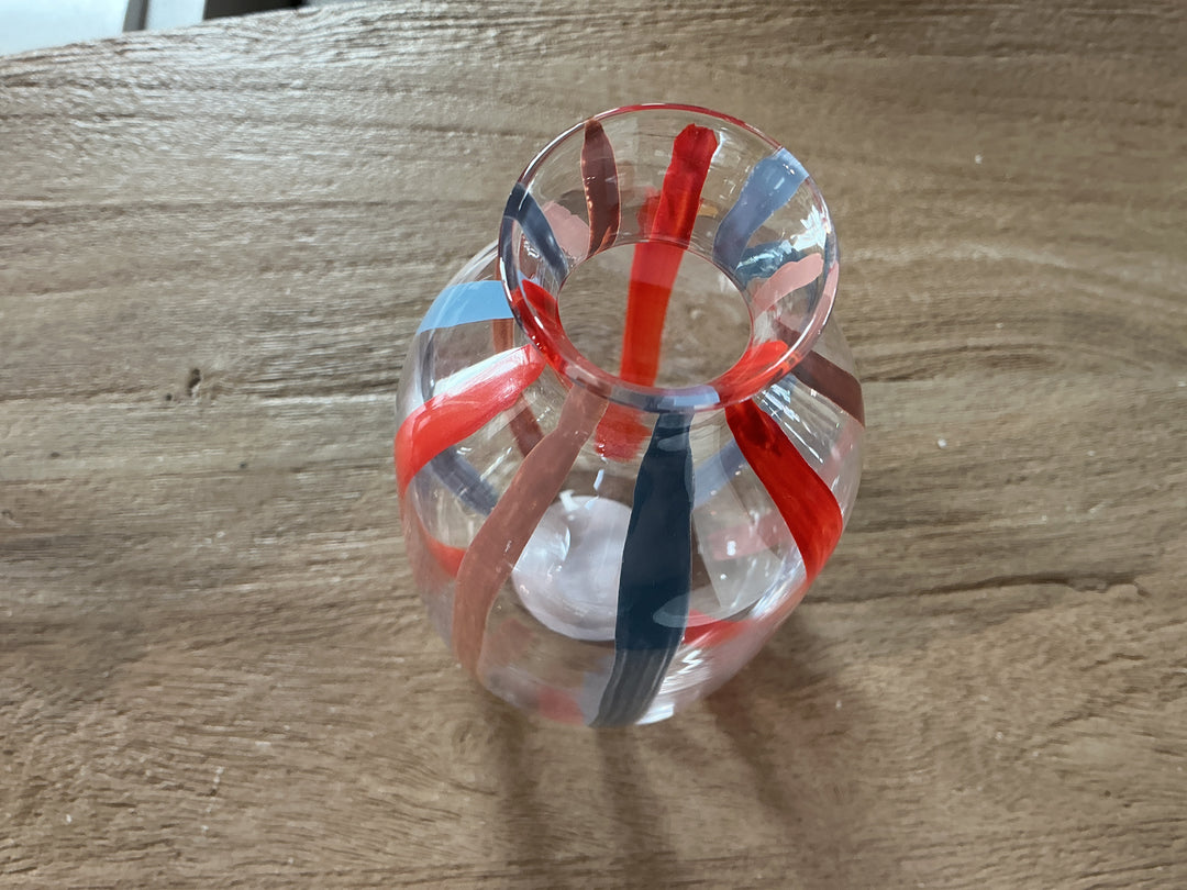 Mix Stripe Glass Vase, Sml,  (LxWxD) 16x8.5x8.5cm