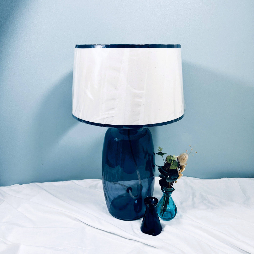 Martos Recycled Glass Lamp 41cm: Denim Linen / Midnight