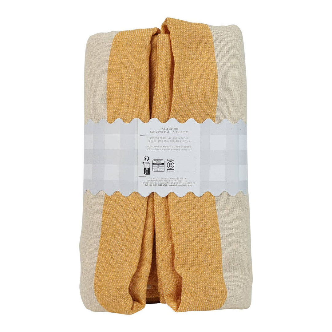 Yellow Stripe Cotton XL Tablecloth - 160cm x 250cm | Spring |