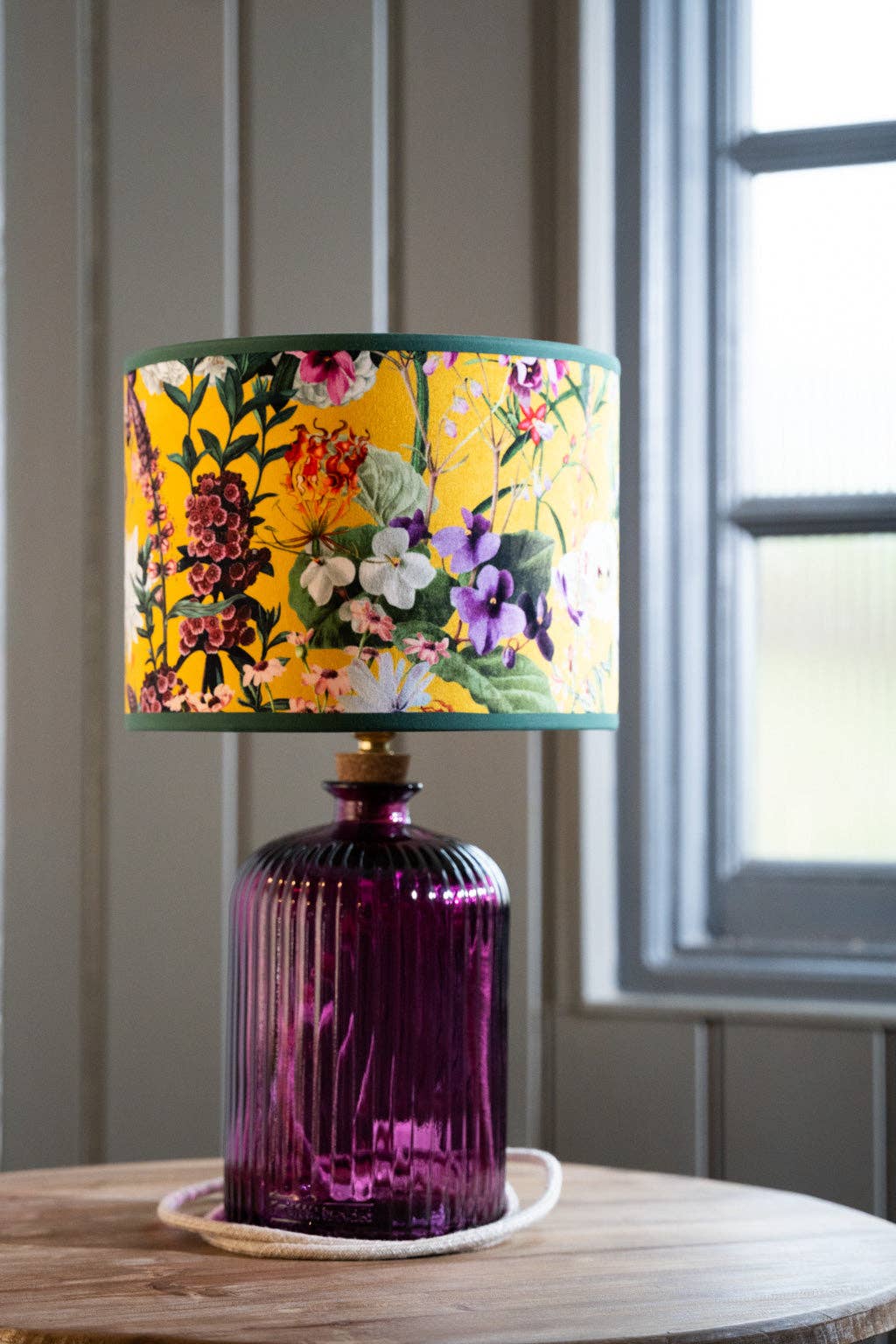 Recycled Glass Apothecary Lamp 29cm: Gold / Natural Green