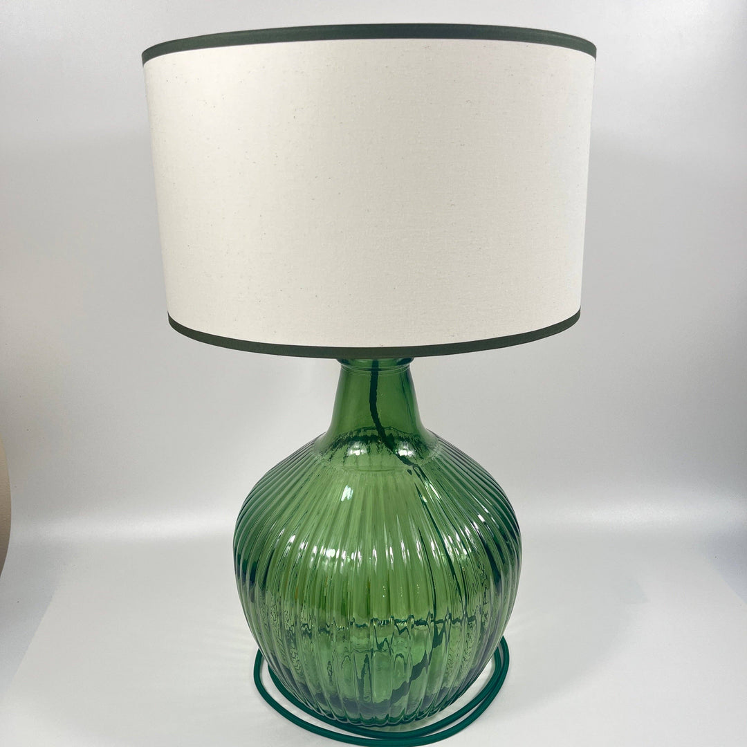 Recycled Glass 43cm Aria Lamp: Multi / Moss Green