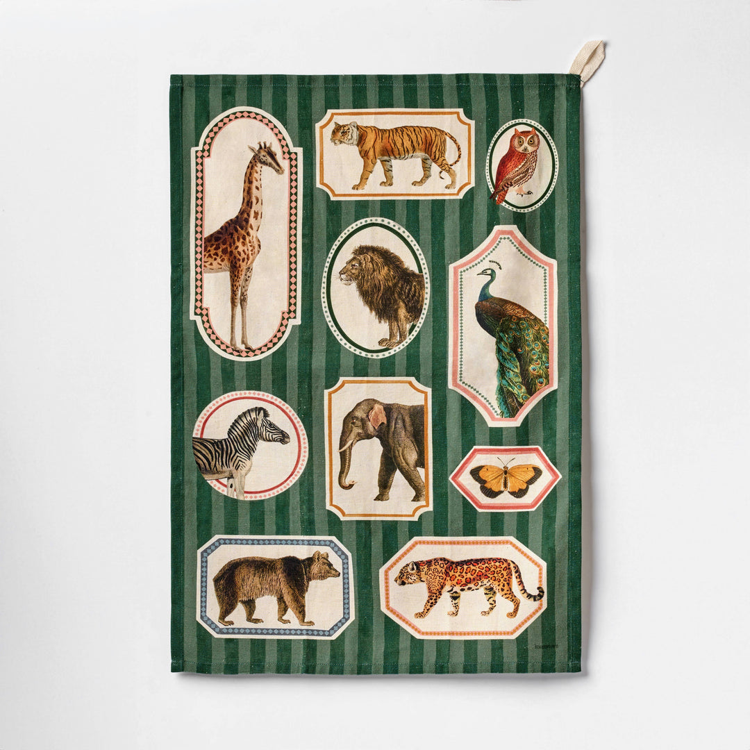 Organic Cotton Single Tea Towel - Animal Kingdom