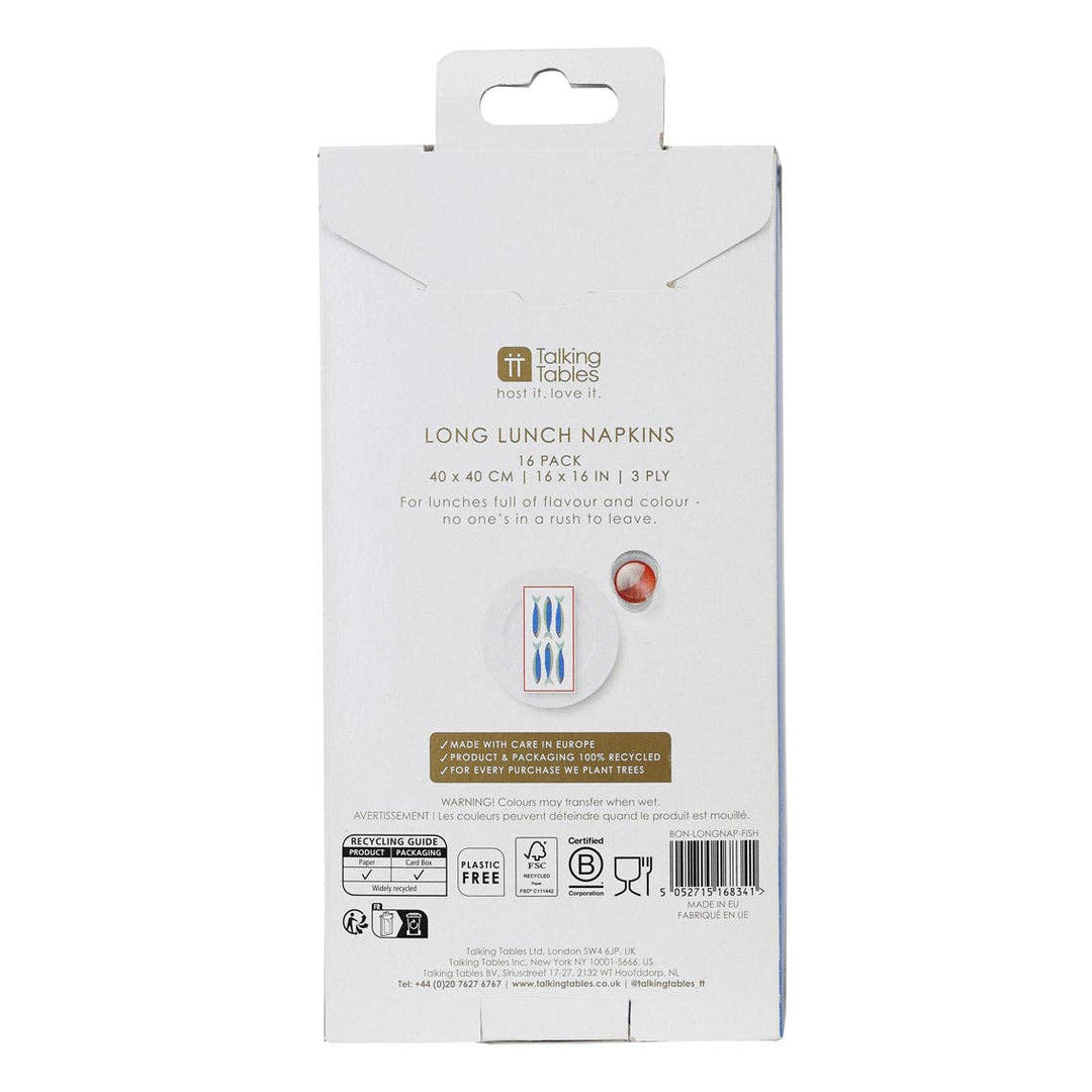 Fish Long Lunch Paper Napkins - 16 Pack | Everyday |