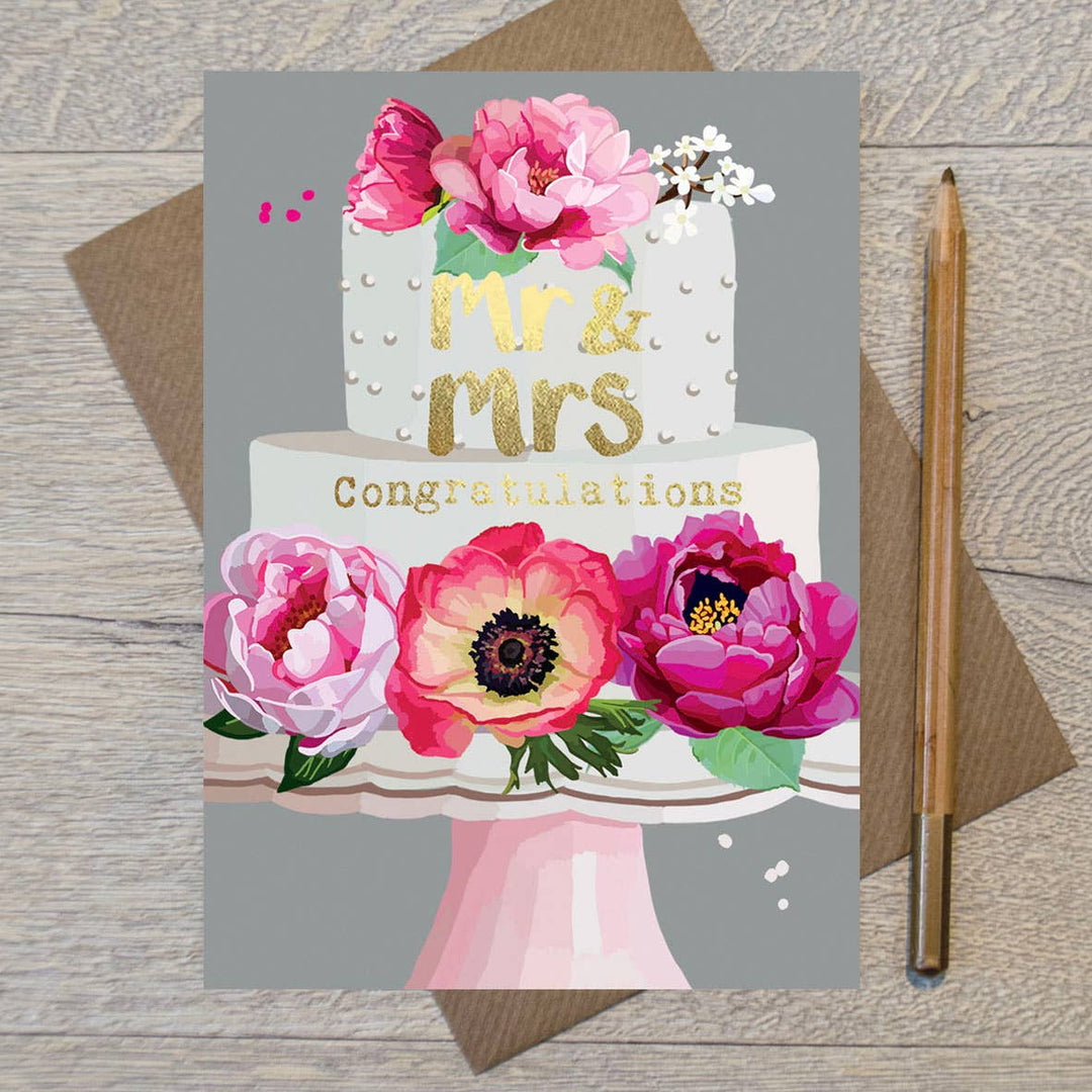 FF 020 - Mr and Mrs Wedding Cake Greeting Card