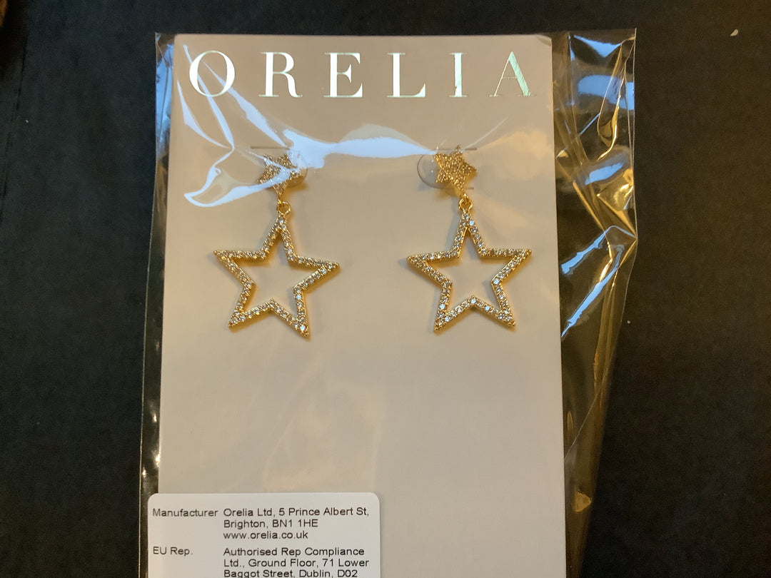 Statement Crystal Cut Out Star Drop Earrings
