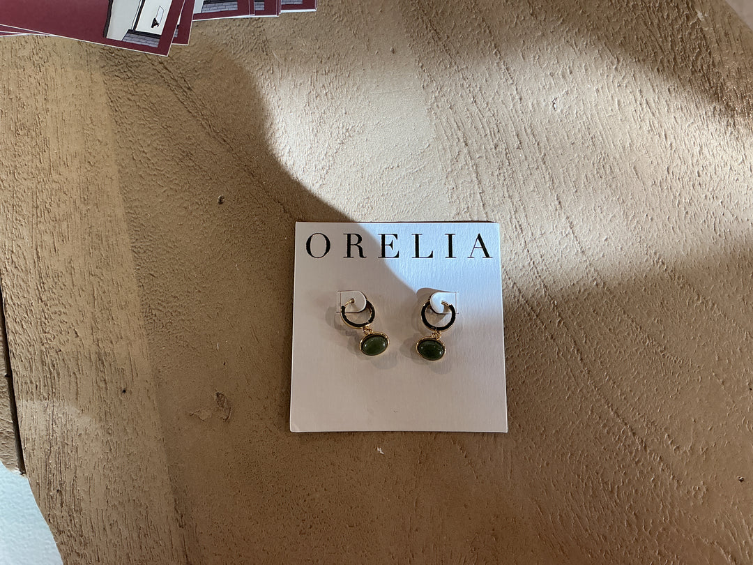 SP Green Jade Charm Micro Hoops