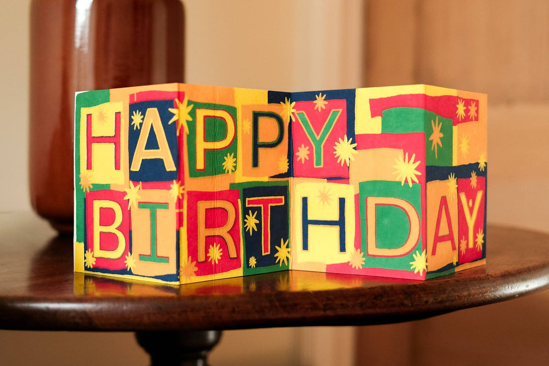 UK/EU: Happy Birthday Concertina Greeting Card
