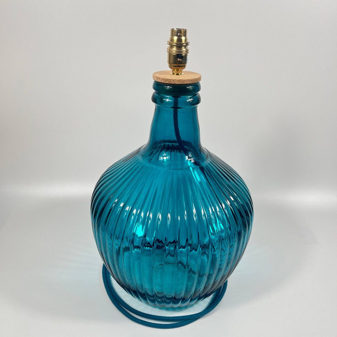 Recycled Glass 43cm Aria Lamp: Multi / Moss Green