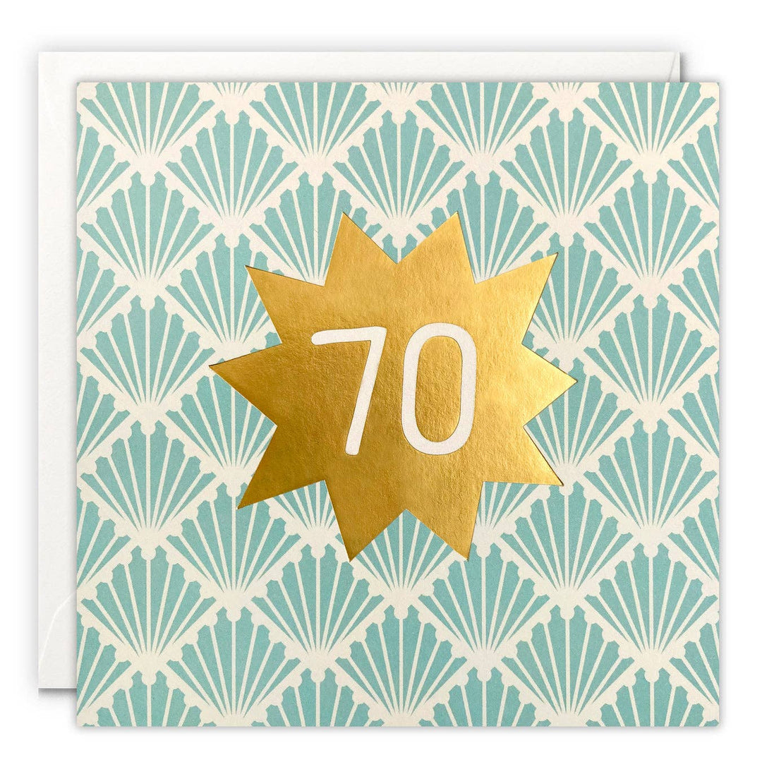 Gold Foiled Age 70 Birthday Card - Deco