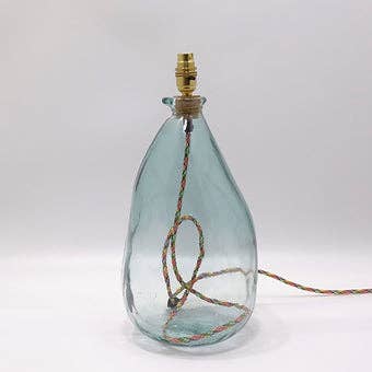 Simplicity Recycled Glass Lamp 42cm: Black/Copper / Sage Green