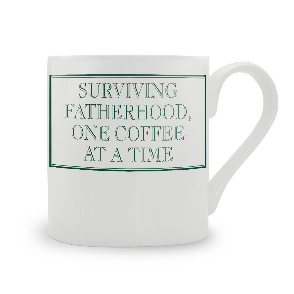 Surviving Fatherhood, One Coffee At A Time Bone China Mug: Green / Large