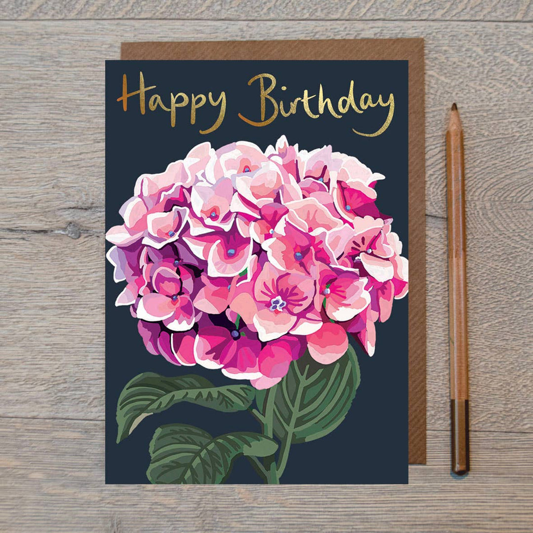 IB 05 - Happy Birthday Green Hydrangea Greeting Card 