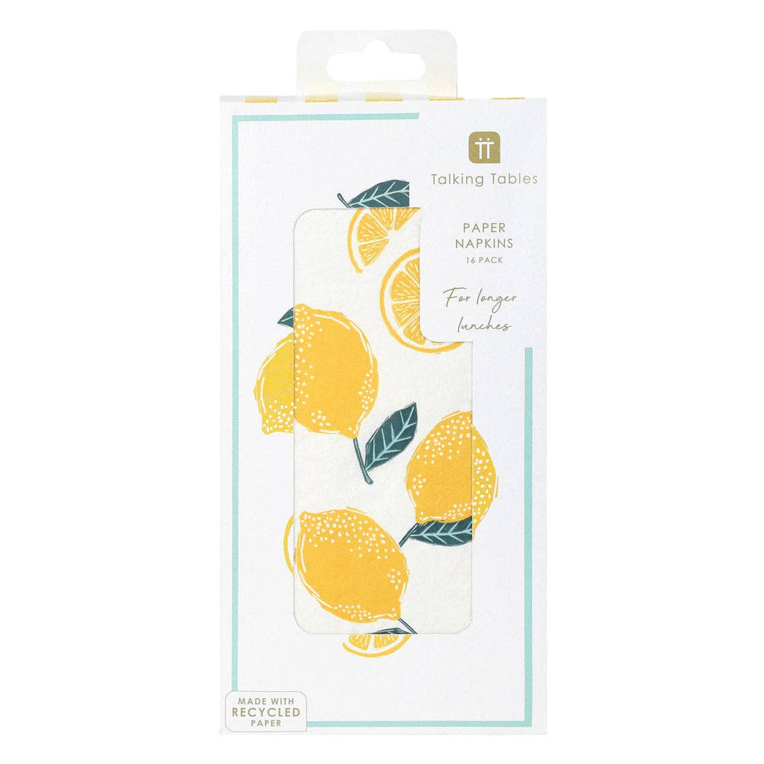 Lemon Long Lunch Paper Napkins - 16 Pack | Everyday |