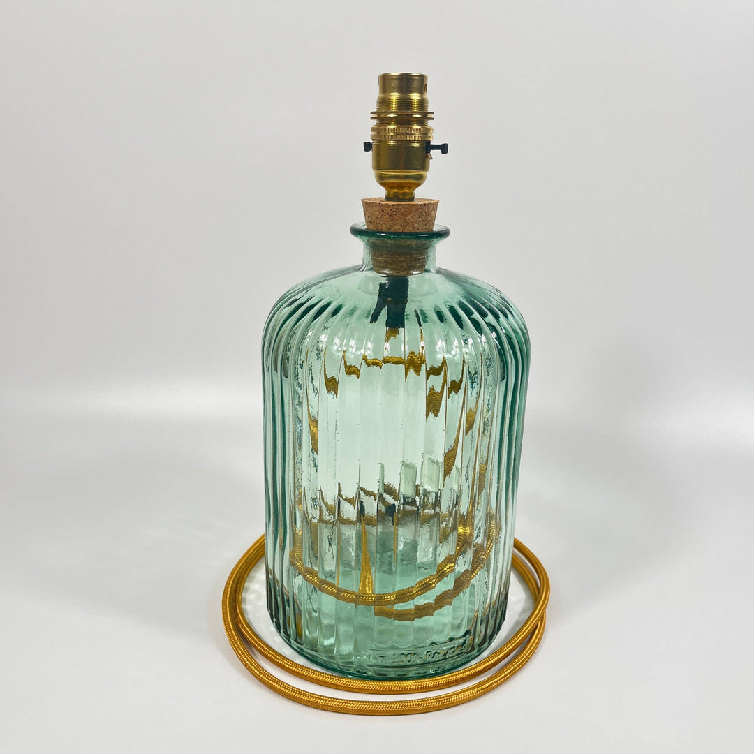 Recycled Glass Apothecary Lamp 29cm: Gold / Natural Green