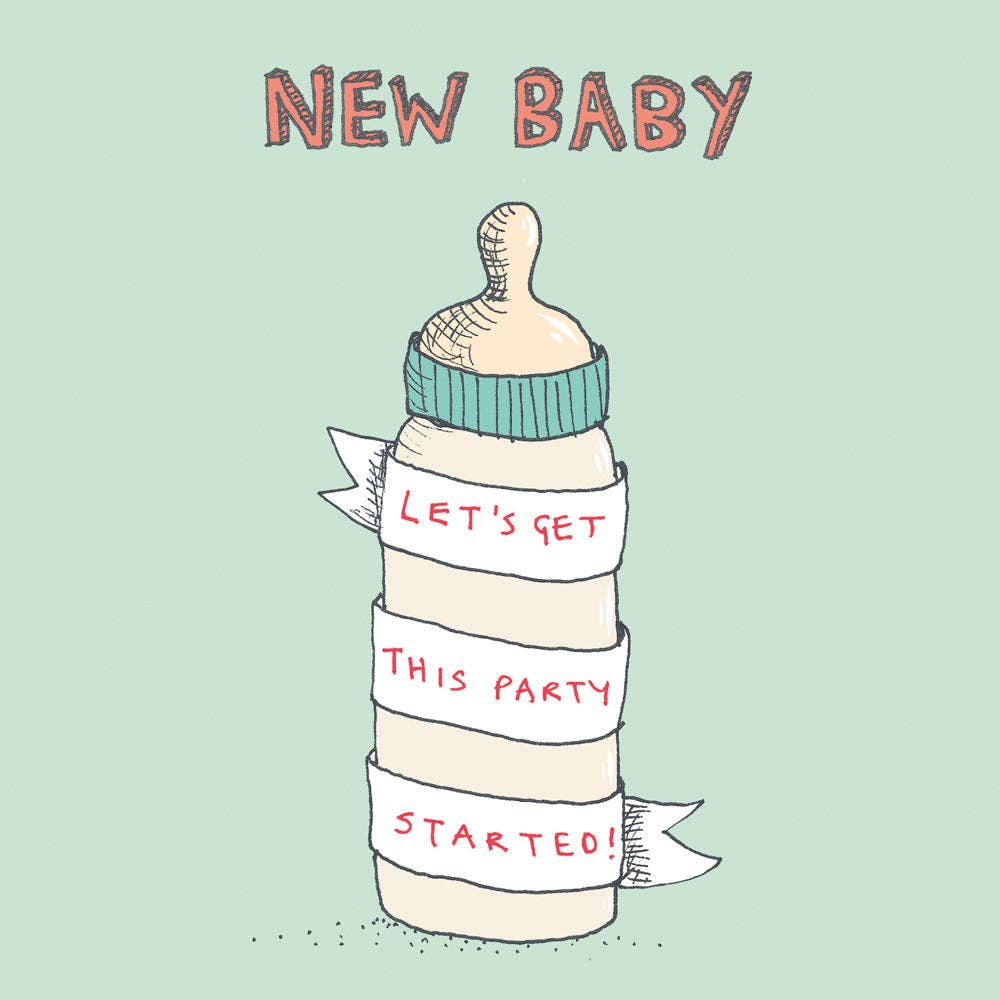 'New Baby, Party Started' Greetings Card , FP167